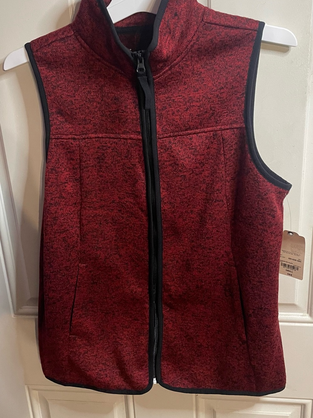 St. John's Bay Heathered Red Sleeveless Zip Vest with Black Trim